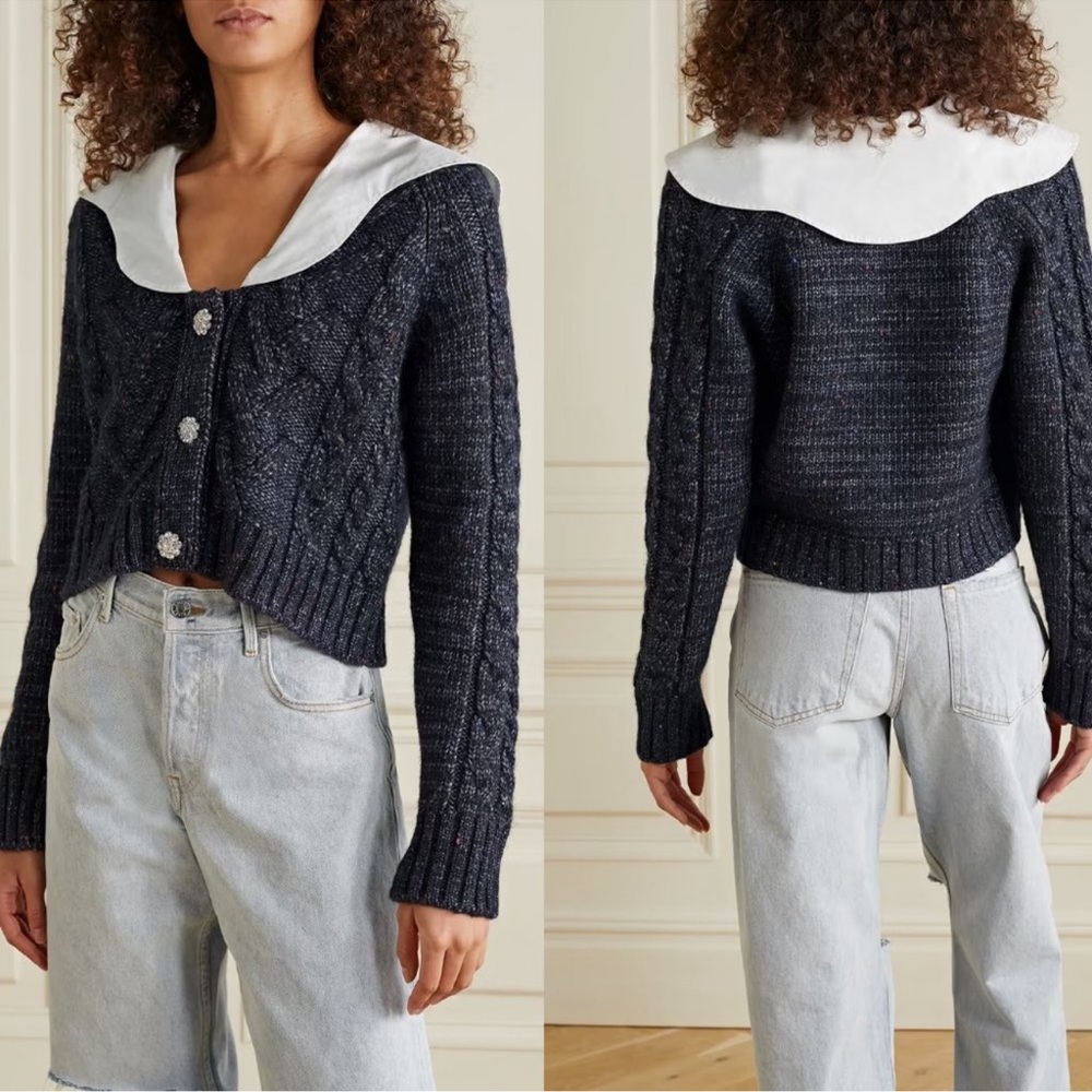 Ganni‎ Poplin Collar Cropped Cardigan- NWT XL